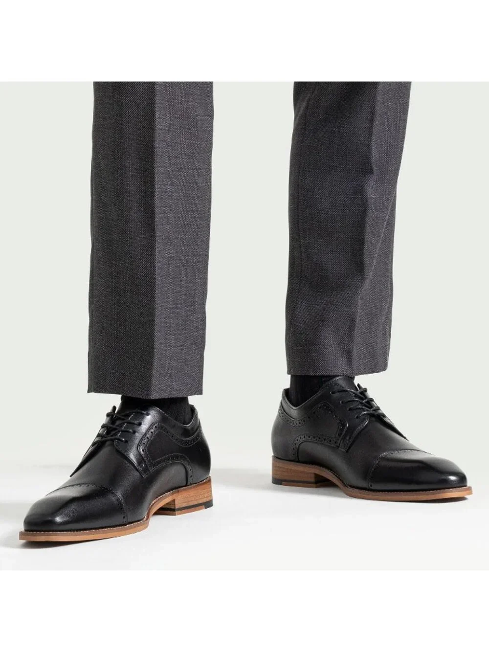 Men's Black Lace LaTeX Insoles Classic Oxford Business Formal Dress Shoes